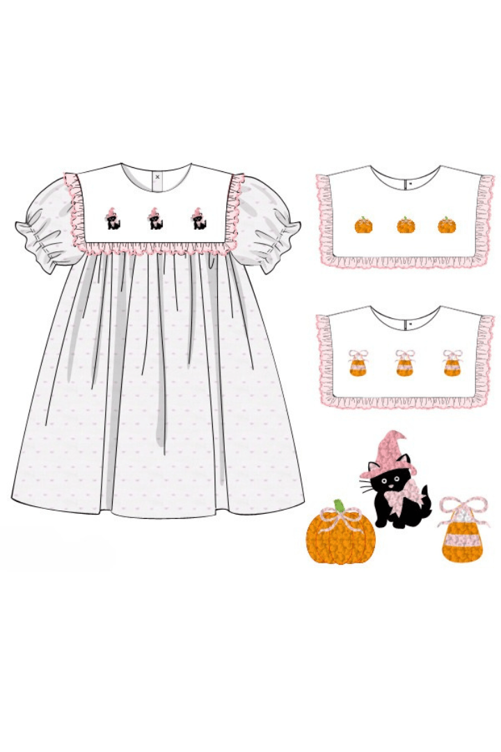 The Smocked Flamingo Apparel & Accessories Pre-Order 3 In 1 Interchangeable Fall Favorites Swiss Dot Dress