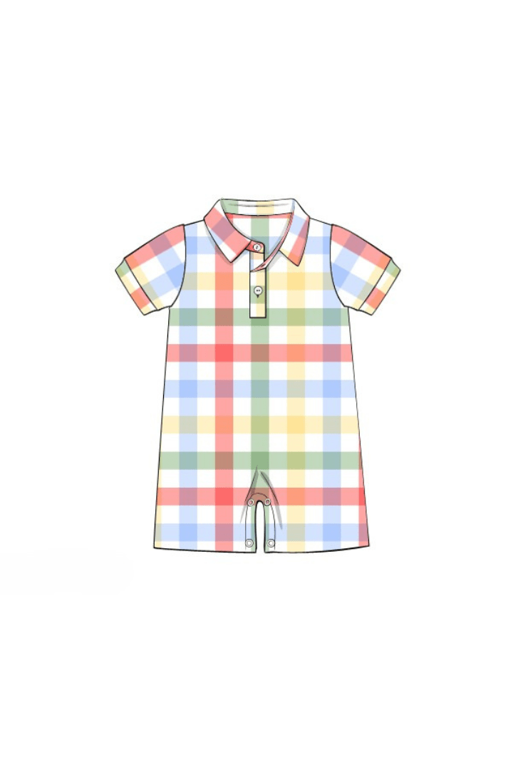 The Smocked Flamingo Apparel & Accessories Pre-Order Back To School Plaid Romper