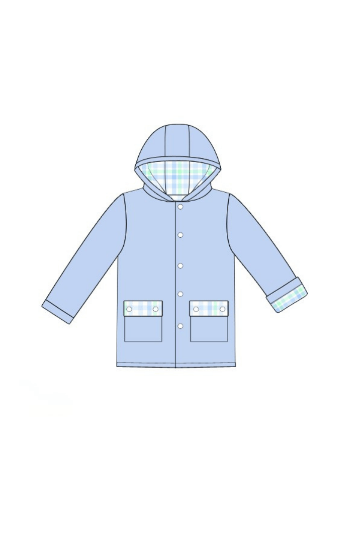 The Smocked Flamingo Apparel & Accessories Pre-Order Blue and Green Plaid Raincoat