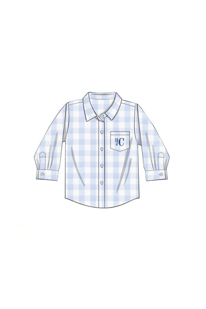 The Smocked Flamingo Apparel & Accessories Pre-Order Blue Buffalo Check Button Down Shirt
