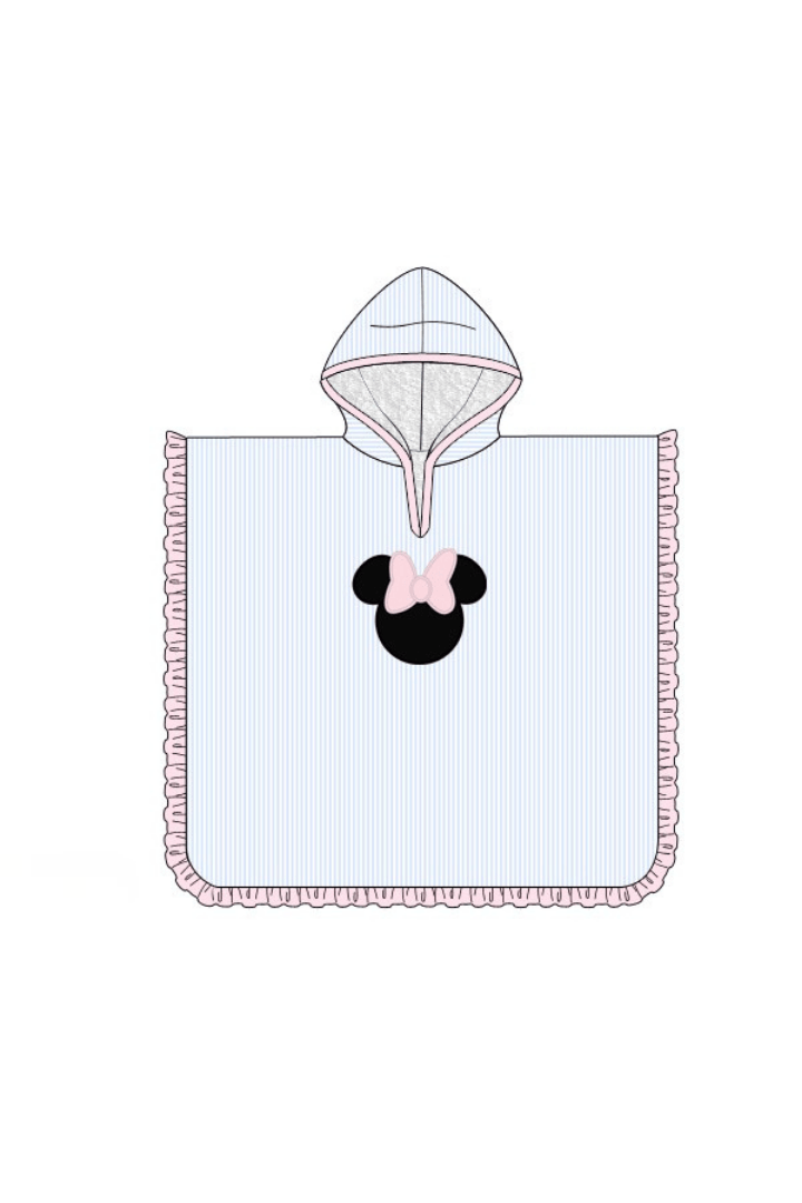 The Smocked Flamingo Apparel & Accessories Pre-Order Blue Stripe Pink Ruffle Mouse Hooded Cover Up