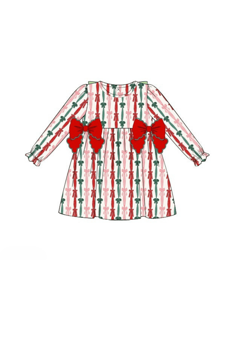 The Smocked Flamingo Apparel & Accessories Pre-Order Christmas Bows Dress