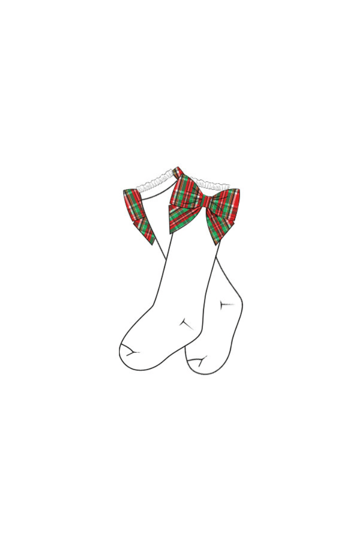 The Smocked Flamingo Apparel & Accessories Pre-Order Christmas Plaid Bow Socks