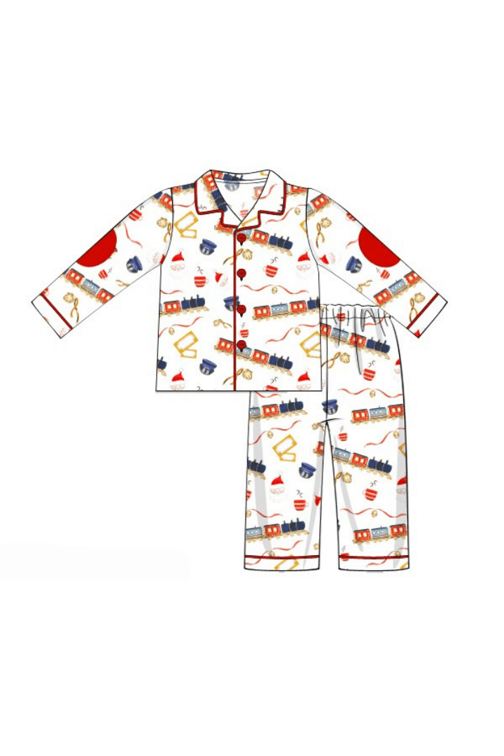 The Smocked Flamingo Apparel & Accessories Pre-Order Christmas Train Swing Pajama Set