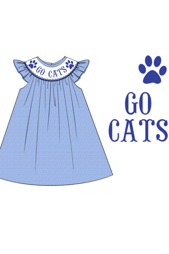 The Smocked Flamingo Apparel & Accessories Pre-Order Custom Personalized Team Blue and White Dress