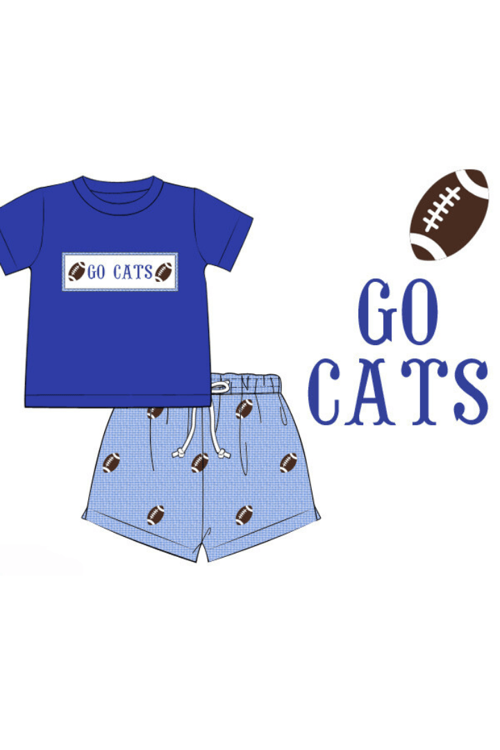 The Smocked Flamingo Apparel & Accessories Pre-Order Custom Personalized Team Blue and White Football Short Set