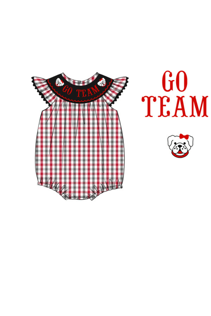 The Smocked Flamingo Apparel & Accessories Pre-Order Custom Personalized Team Dawgs Red/Black Plaid Bubble