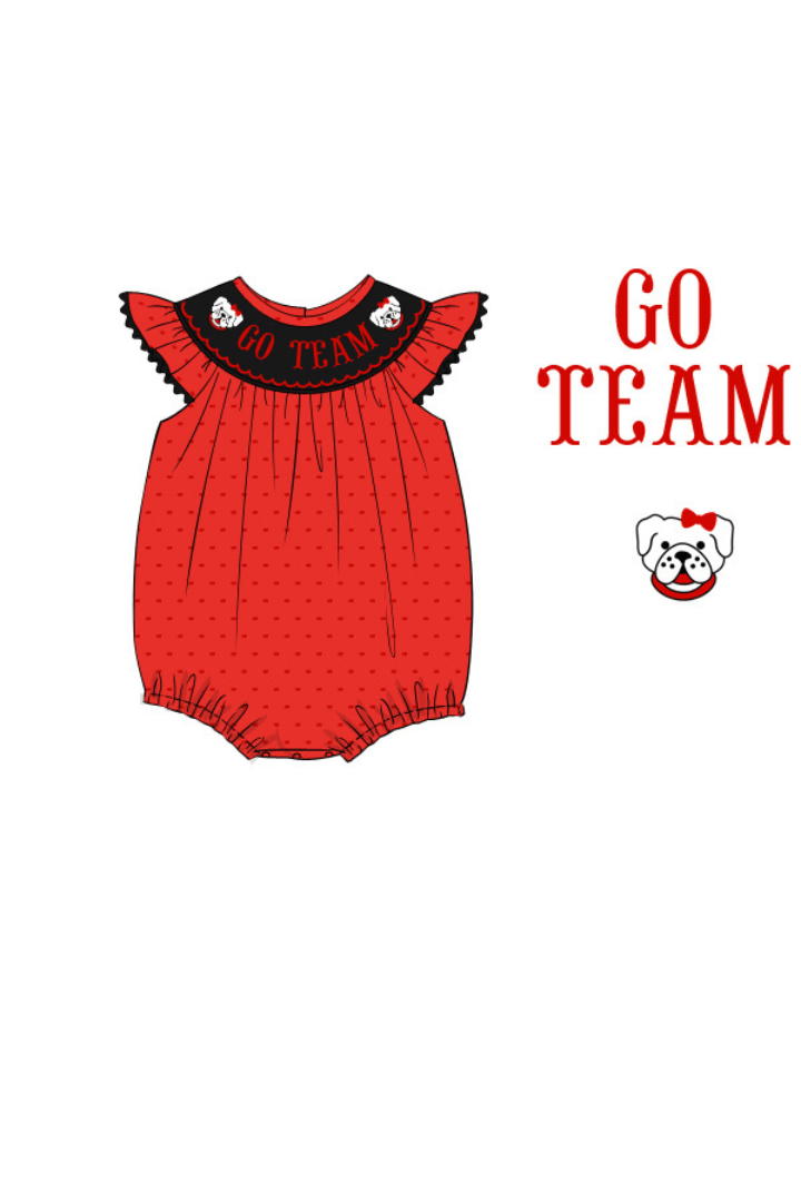The Smocked Flamingo Apparel & Accessories Pre-Order Custom Personalized Team Dawgs Swiss Dot Bubble