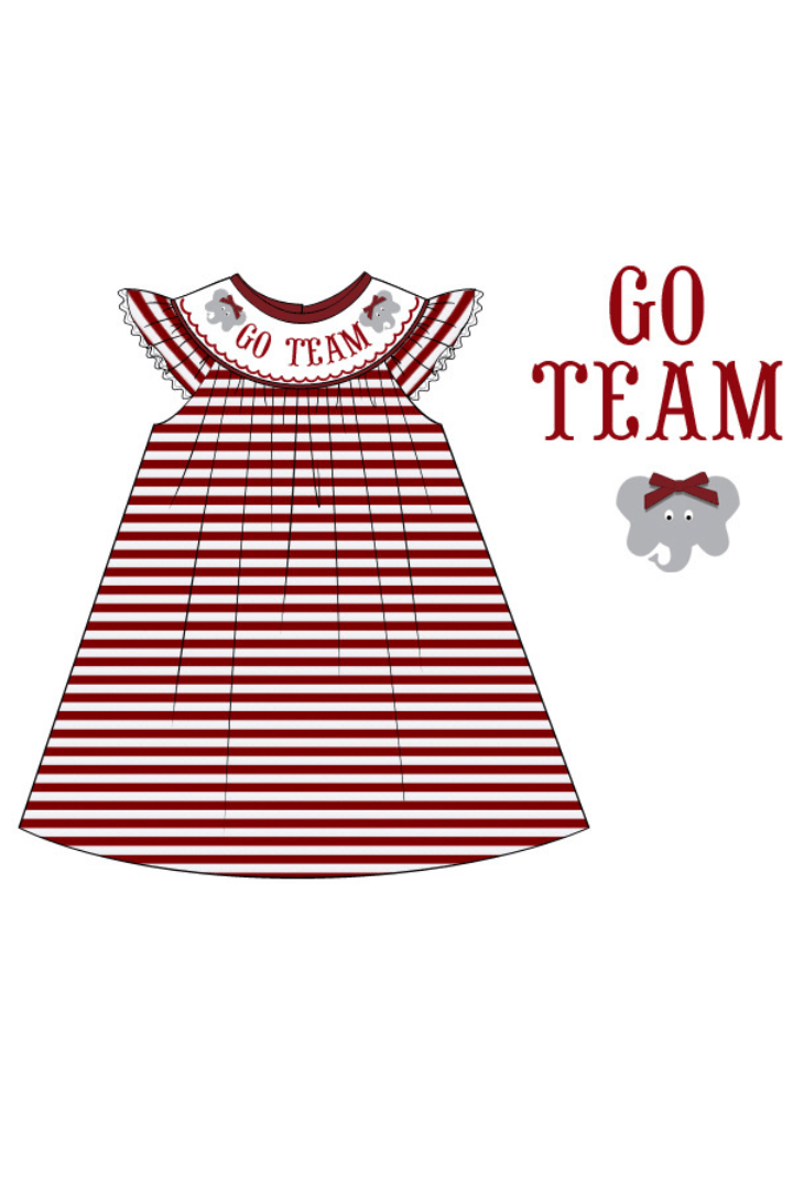 The Smocked Flamingo Apparel & Accessories Pre-Order Custom Personalized Team Marron and White Dress