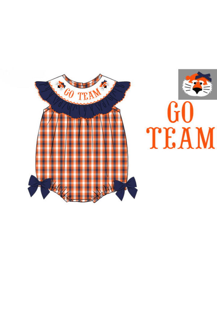 The Smocked Flamingo Apparel & Accessories Pre-Order Custom Personalized Team Navy and Orange Bishop Bubble