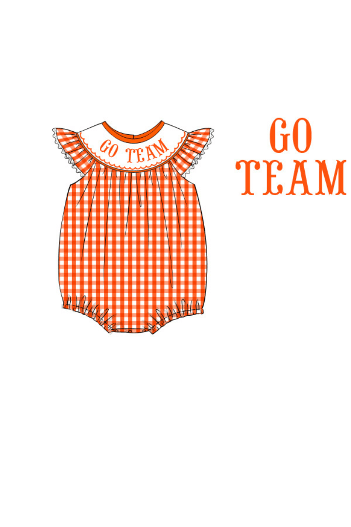 The Smocked Flamingo Apparel & Accessories Pre-Order Custom Personalized Team Orange and White Bishop Bubble