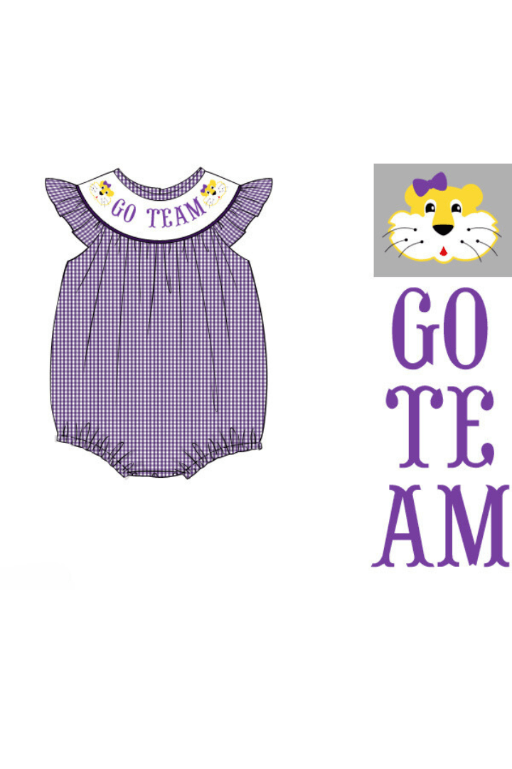 The Smocked Flamingo Apparel & Accessories Pre-Order Custom Personalized Team Purple and Gold Bishop Bubble