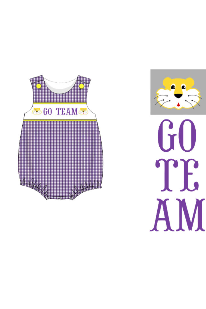 The Smocked Flamingo Apparel & Accessories Pre-Order Custom Personalized Team Purple and Gold Bubble