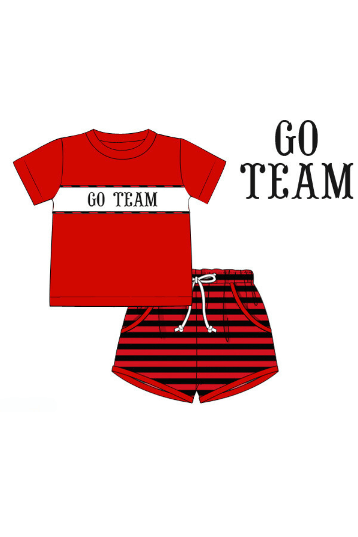 The Smocked Flamingo Apparel & Accessories Pre-Order Custom Personalized Team Red and Black Short Set