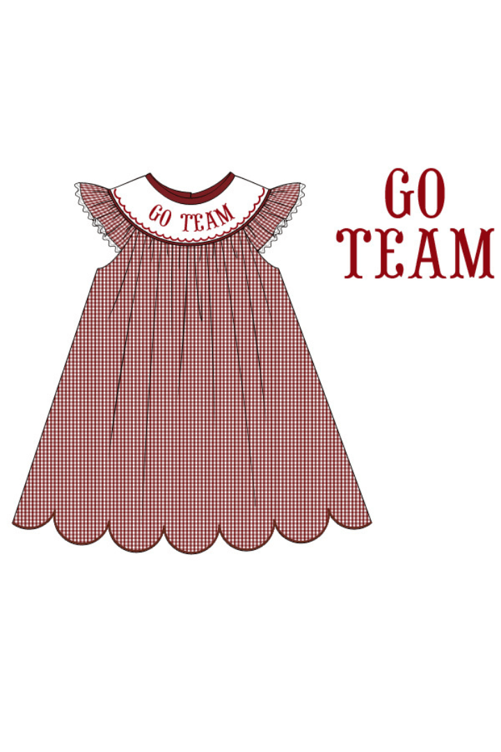 The Smocked Flamingo Apparel & Accessories Pre-Order Custom Personalized Team White and Maroon Dress