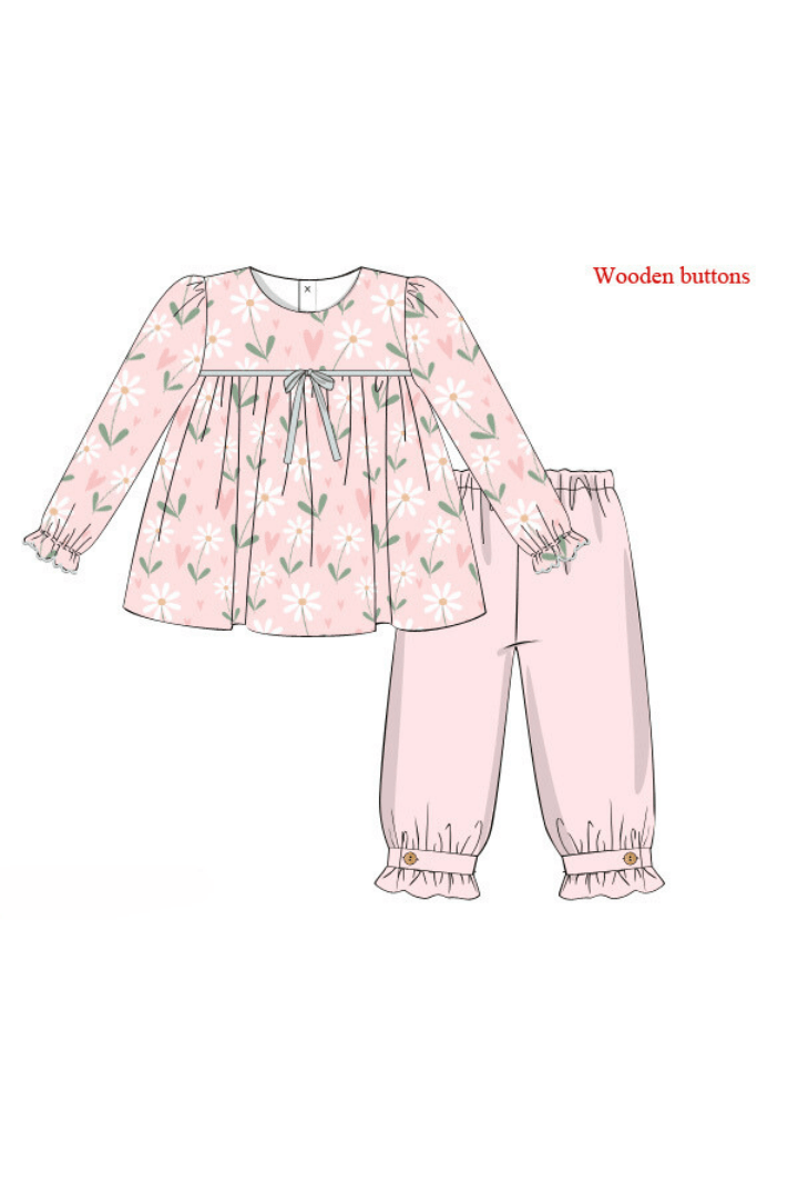 The Smocked Flamingo Apparel & Accessories Pre-Order Daisy Love Pink Knit Pant Set
