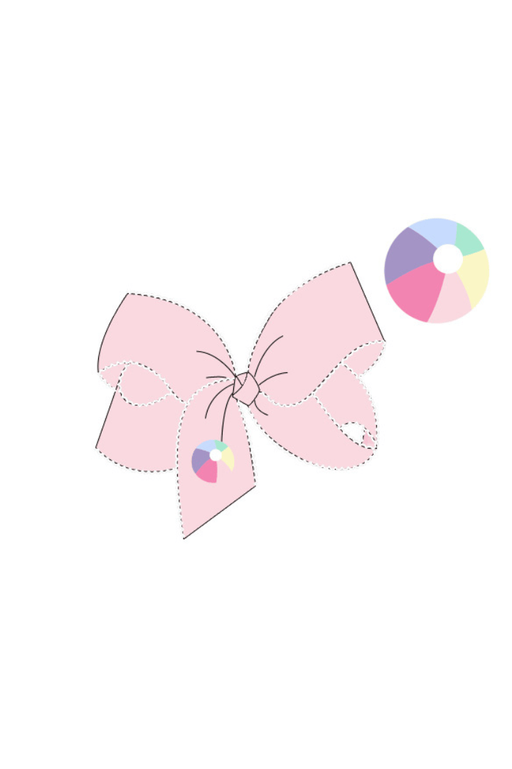 The Smocked Flamingo Apparel & Accessories Pre-Order Embroidered Beach Ball Grosgrain Bow Pink/White
