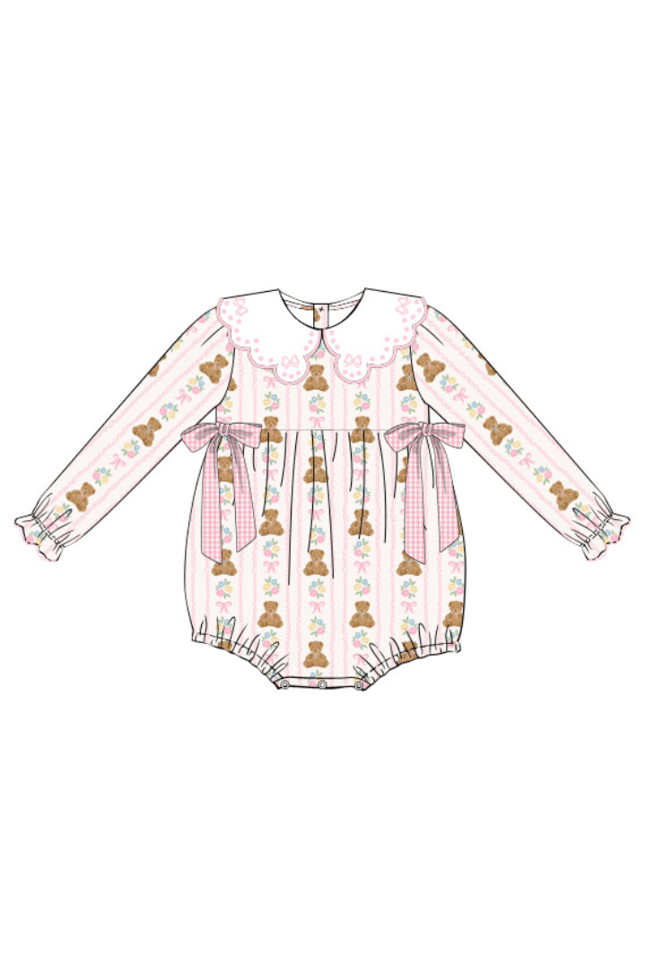 The Smocked Flamingo Apparel & Accessories Pre-Order Embroidered Beary Sweet Bow Bubble