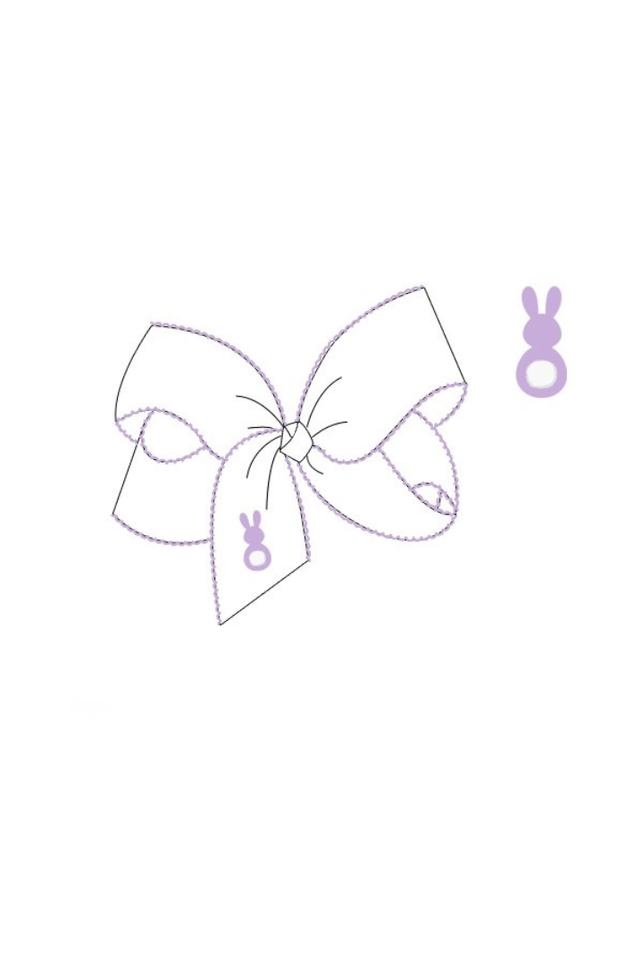 The Smocked Flamingo Apparel & Accessories Pre-Order Embroidered Lavender Peep Grosgrain Bow