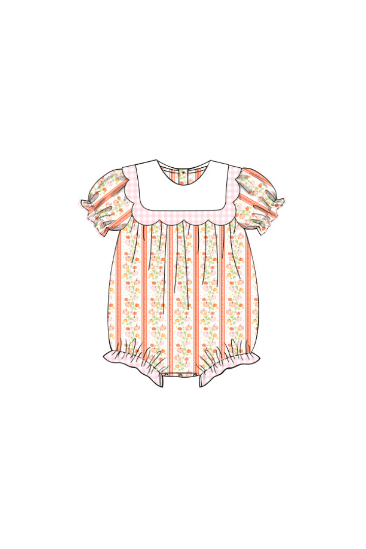 The Smocked Flamingo Apparel & Accessories Pre-Order Fancy Pumpkin Pink Gingham Scalloped Bubble