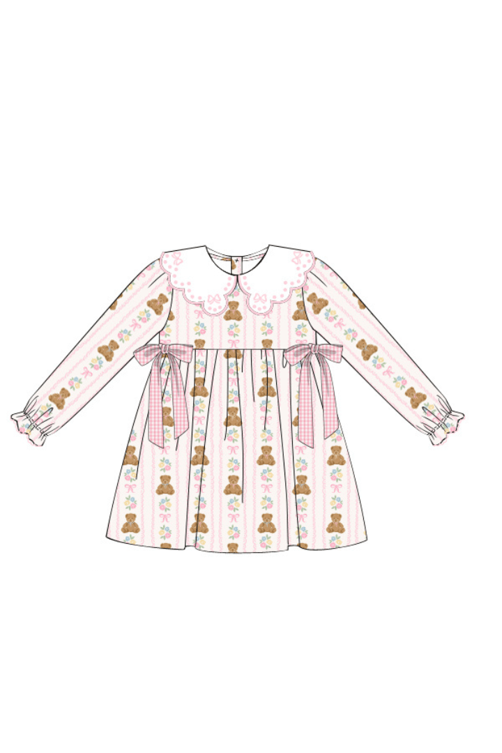 The Smocked Flamingo Apparel & Accessories Pre-Order French Knot Beary Sweet Dress