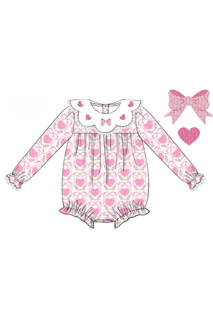 The Smocked Flamingo Apparel & Accessories Pre-Order French Knot Heart and Bow Bubble
