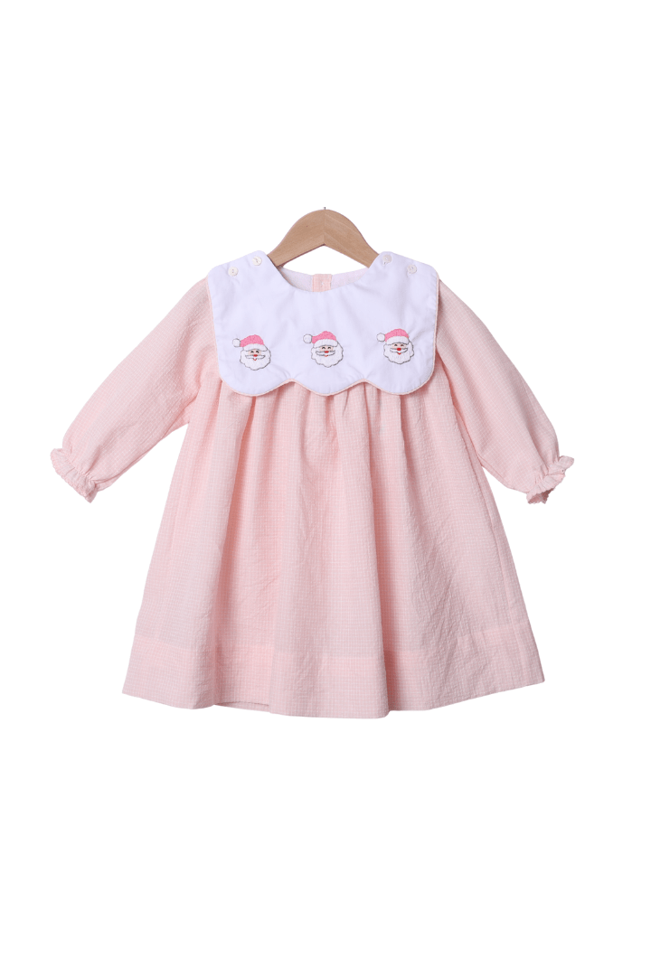 The Smocked Flamingo Apparel & Accessories Pre-Order Interchangeable Turkey/Santa Pink Windowpane Romper Dress