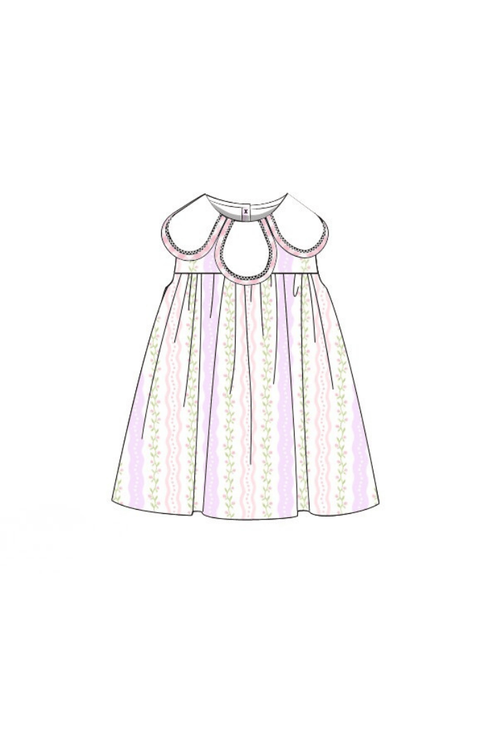 The Smocked Flamingo Apparel & Accessories Pre-Order Lavender and Pink Floral Tulip Dress