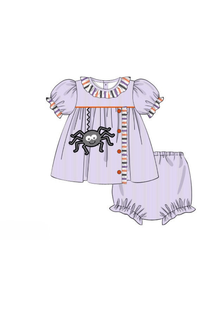 The Smocked Flamingo Apparel & Accessories Pre-Order Lavender Spider Bloomer Set