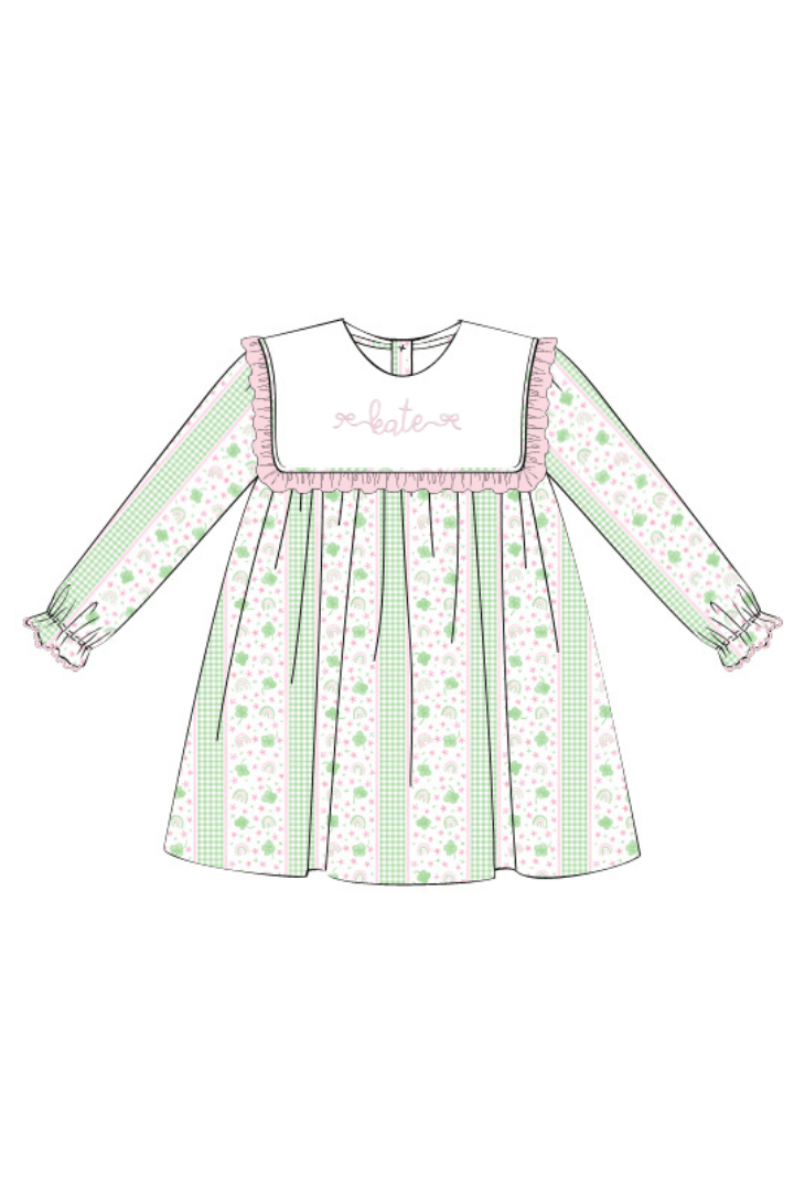 The Smocked Flamingo Apparel & Accessories Pre-Order Lucky Charms Ruffle Bib Dress