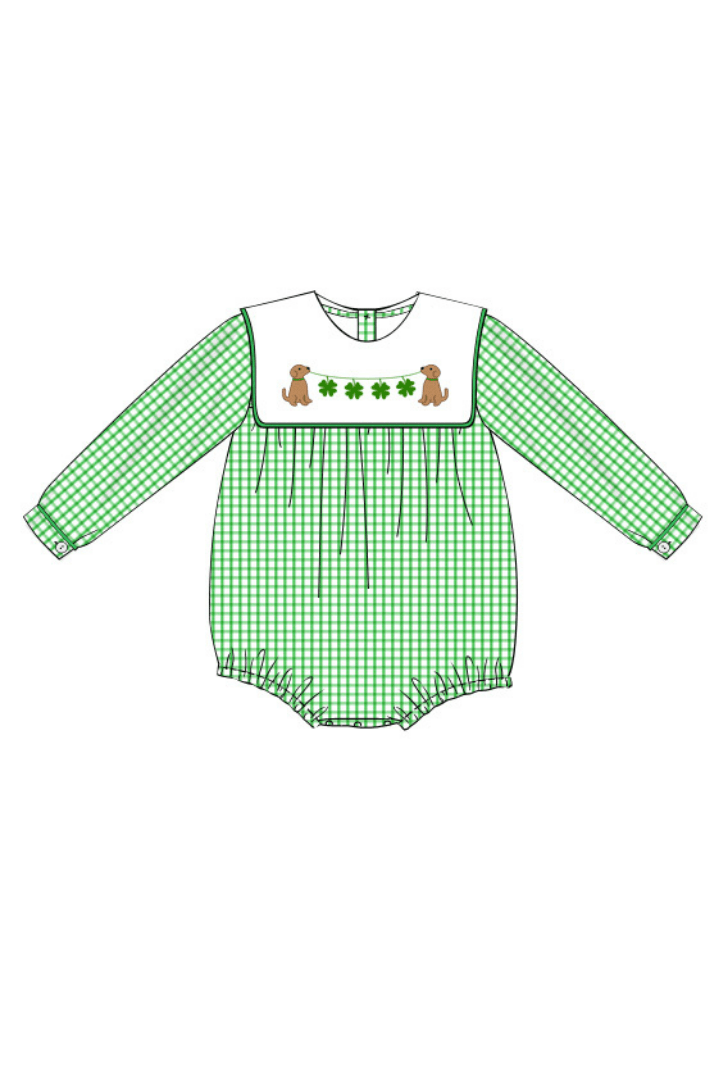 The Smocked Flamingo Apparel & Accessories Pre-Order Lucky Dog Embroidered Bib Bubble