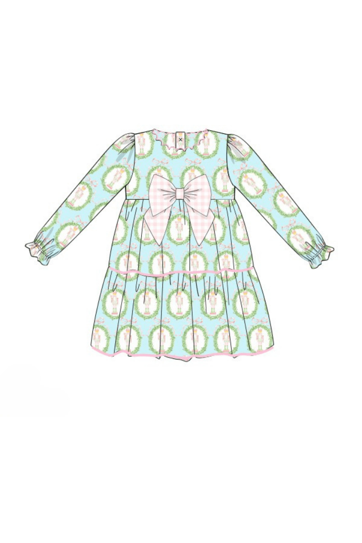 The Smocked Flamingo Apparel & Accessories Pre-Order Mint Nutcracker Pink Gingham Swing Dress