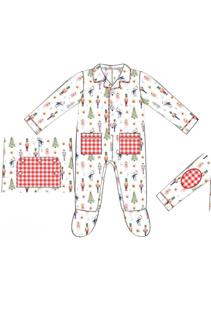 The Smocked Flamingo Apparel & Accessories Pre-Order Nutcracker Romper Gingham Pajamas