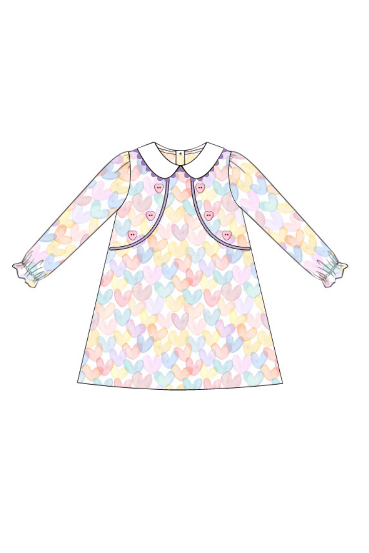 The Smocked Flamingo Apparel & Accessories Pre-Order Pastel Heart Knit Dress
