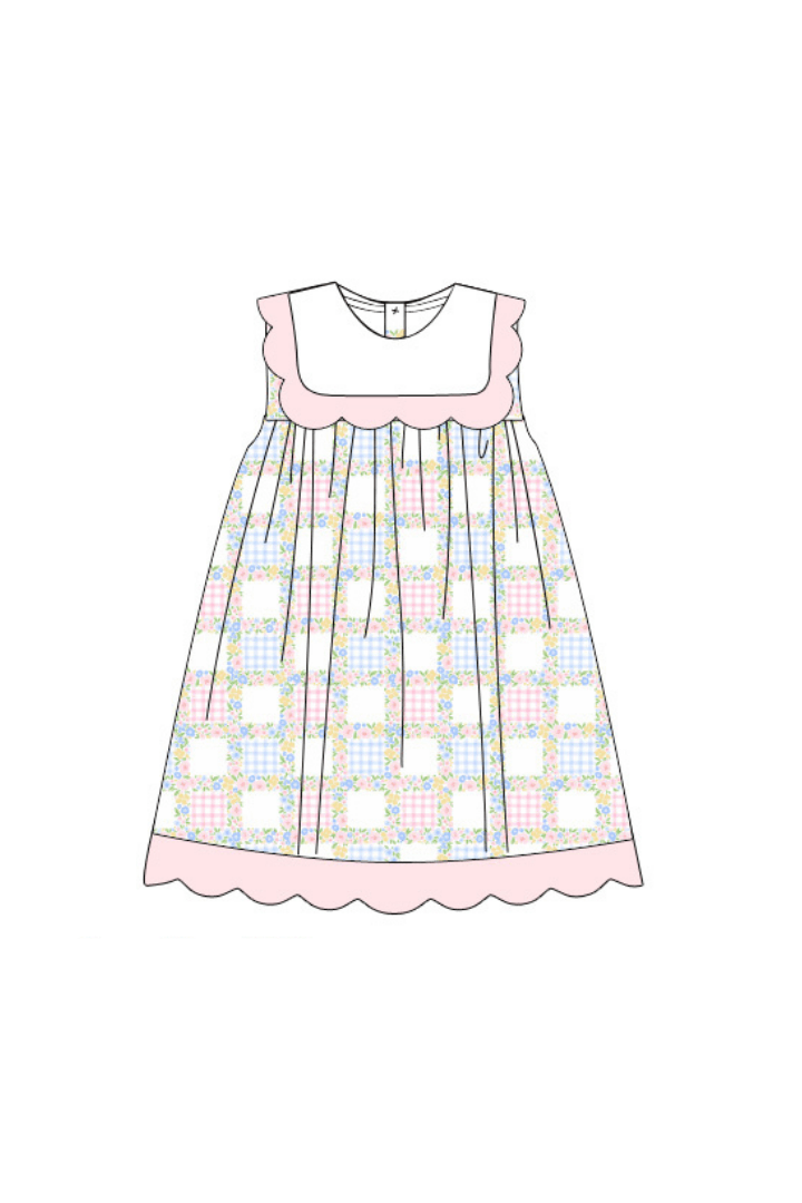 The Smocked Flamingo Apparel & Accessories Pre-Order Patchwork Scalloped Dress