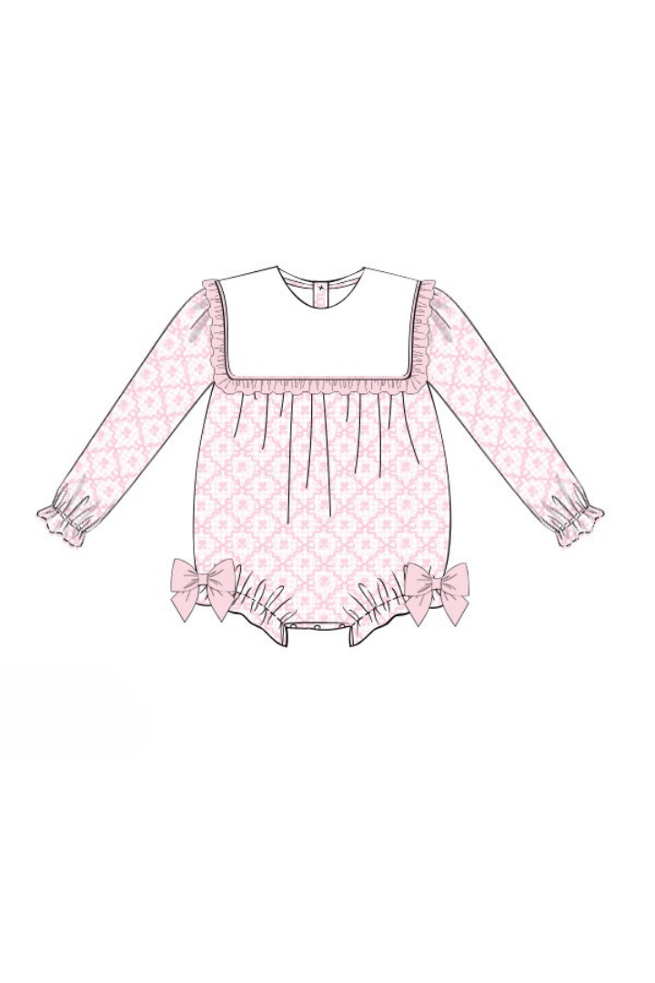 The Smocked Flamingo Apparel & Accessories Pre-Order Pink Heart and Bow Ruffle Bubble