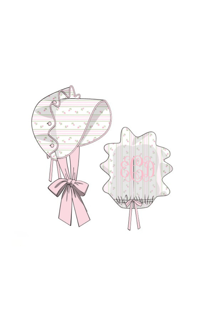 The Smocked Flamingo Apparel & Accessories Pre-Order Pink Rose Trellis Bonnet