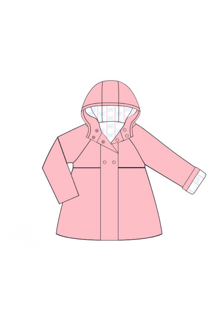 The Smocked Flamingo Apparel & Accessories Pre-Order Pink Sweet Scalloped Bow Raincoat