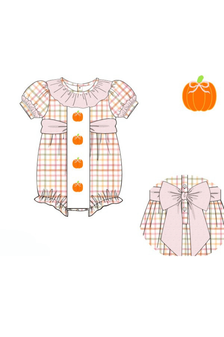The Smocked Flamingo Apparel & Accessories Pre-Order Plaid Pumpkin Ruffle Bubble