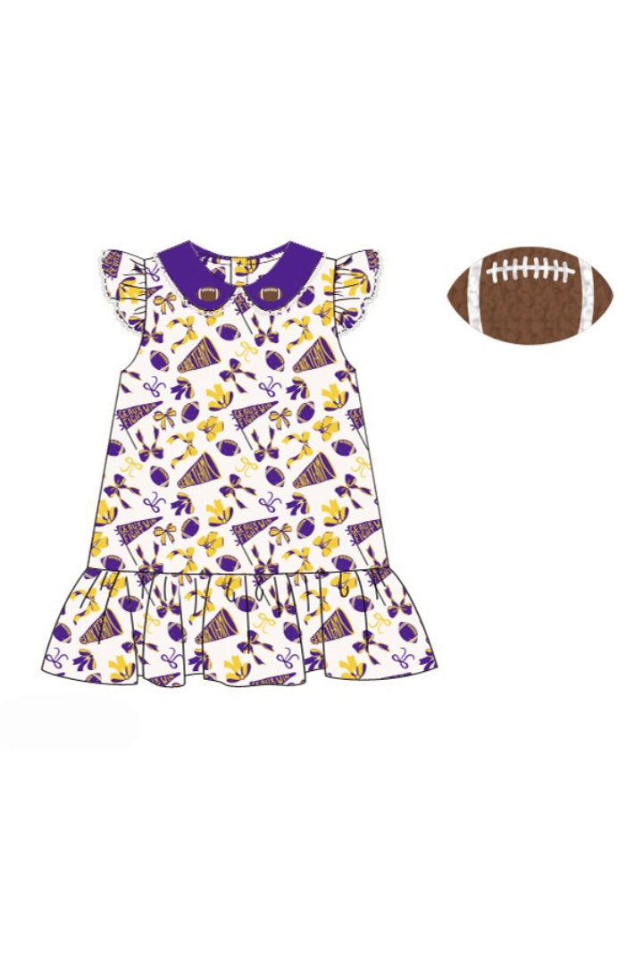 The Smocked Flamingo Apparel & Accessories Pre-Order Purple Floral Football Dress