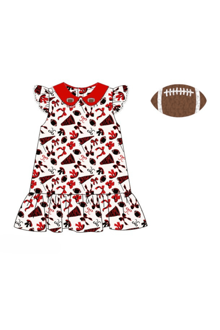 The Smocked Flamingo Apparel & Accessories Pre-Order Red Floral Football Dress