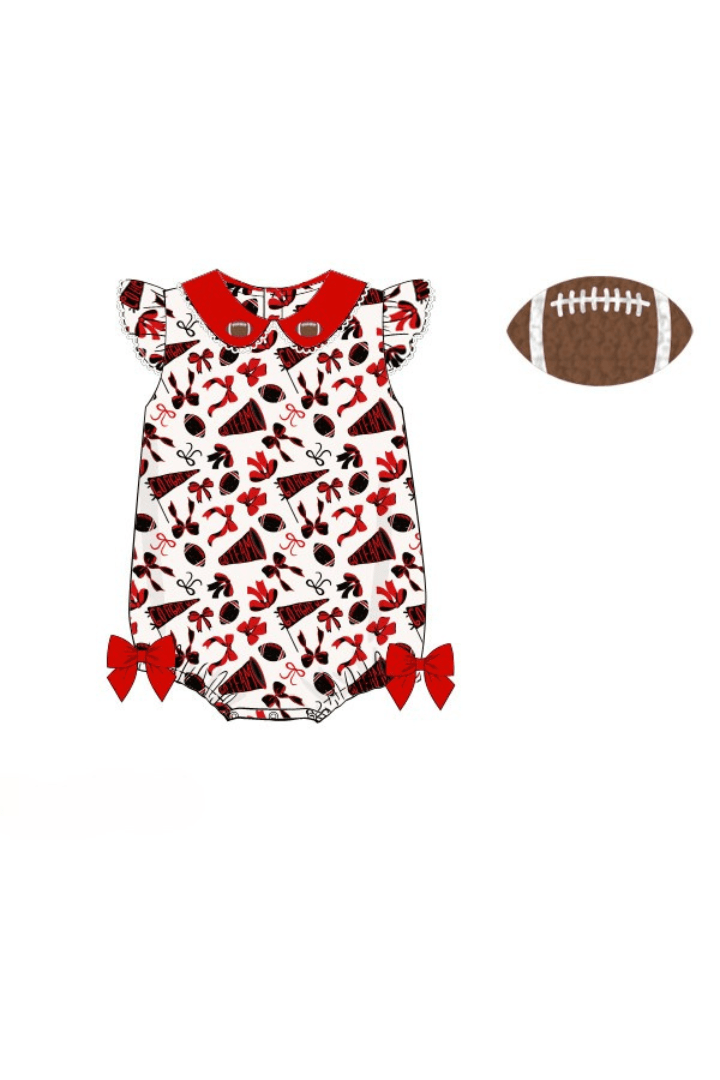 The Smocked Flamingo Apparel & Accessories Pre-Order Red Football Floral Bow Bubble