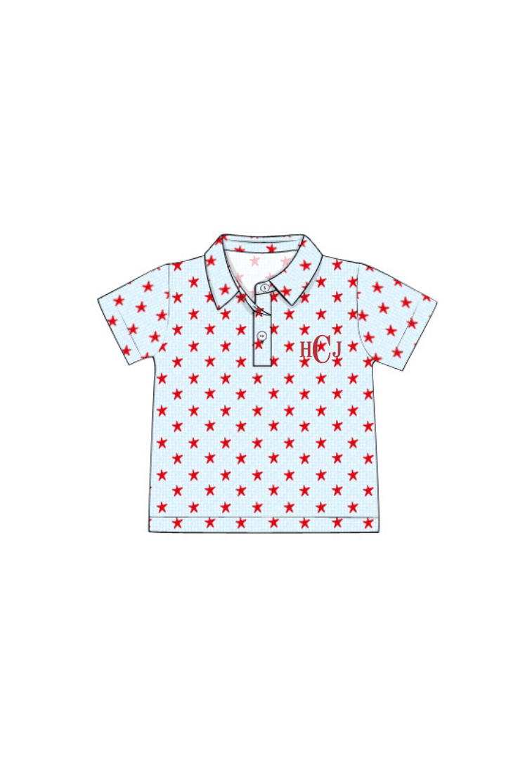 The Smocked Flamingo Apparel & Accessories Pre-Order Red Star Polo Shirt