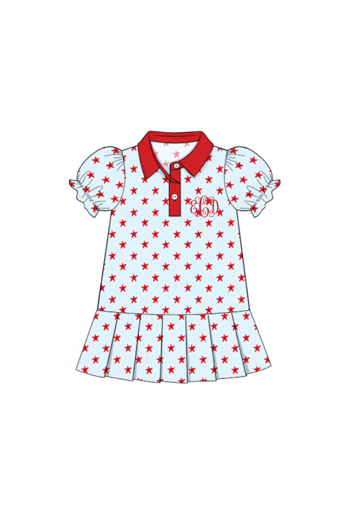 The Smocked Flamingo Apparel & Accessories Pre-Order Red Star Tennis Dress
