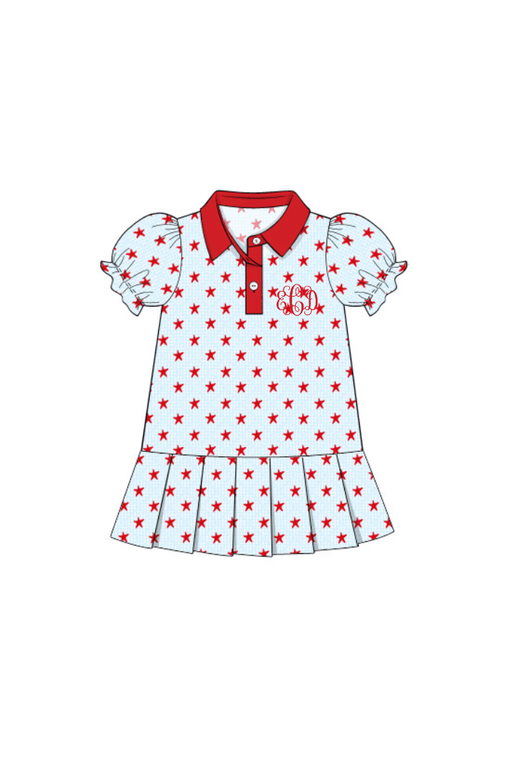 The Smocked Flamingo Apparel & Accessories Pre-Order Red Star Tennis Dress