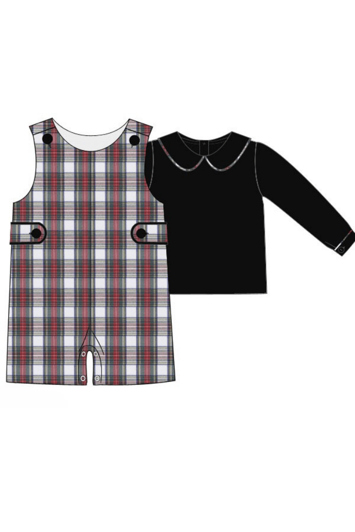 The Smocked Flamingo Apparel & Accessories Pre-Order Red Tartan Plaid Jon Jon 2pc Set