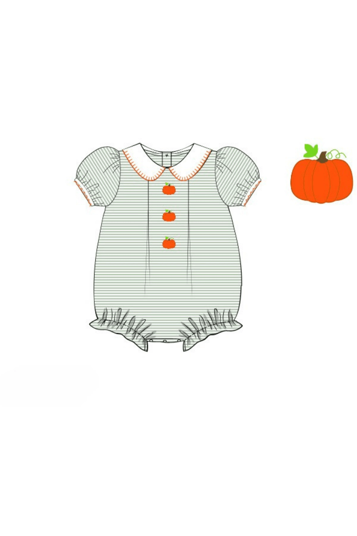 The Smocked Flamingo Apparel & Accessories Pre-Order Sage Stripe Pumpkin Bubble