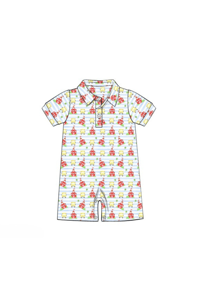 The Smocked Flamingo Apparel & Accessories Pre-Order School House Polo Romper