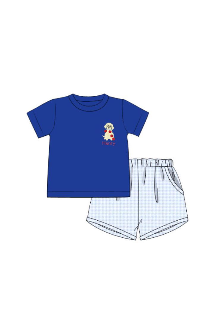 The Smocked Flamingo Apparel & Accessories Pre-Order School Puppy Short Set