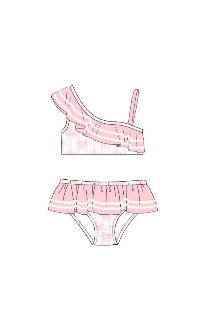 The Smocked Flamingo Apparel & Accessories Pre-Order Seaside Crab Pink 2 pc. Swimsuit